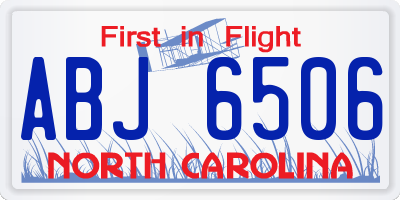 NC license plate ABJ6506