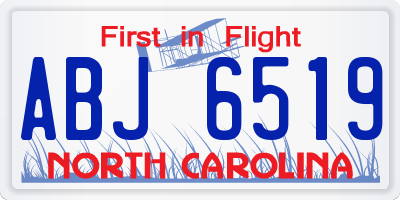 NC license plate ABJ6519