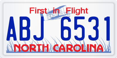 NC license plate ABJ6531
