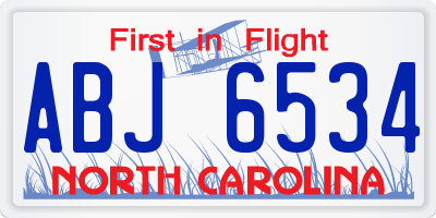 NC license plate ABJ6534