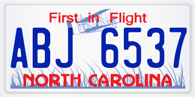 NC license plate ABJ6537