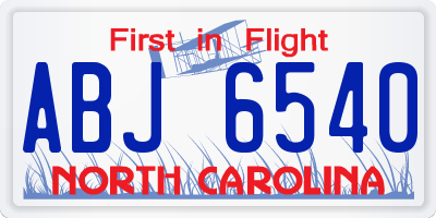 NC license plate ABJ6540