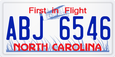 NC license plate ABJ6546