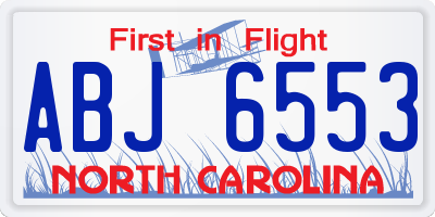 NC license plate ABJ6553