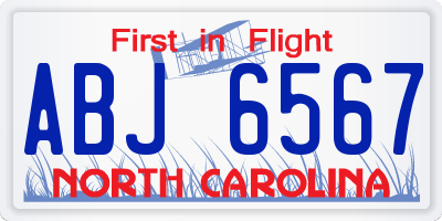 NC license plate ABJ6567