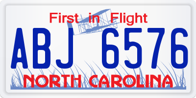 NC license plate ABJ6576