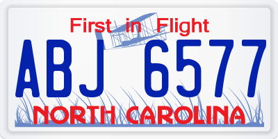 NC license plate ABJ6577