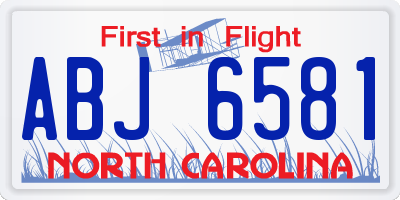 NC license plate ABJ6581