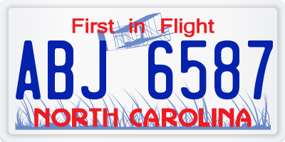 NC license plate ABJ6587