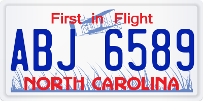 NC license plate ABJ6589