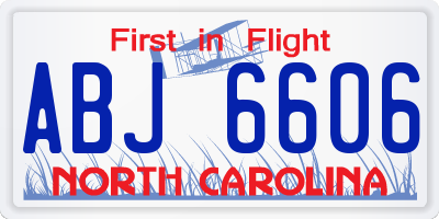 NC license plate ABJ6606