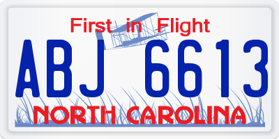NC license plate ABJ6613
