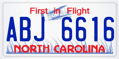 NC license plate ABJ6616