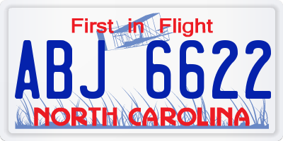NC license plate ABJ6622
