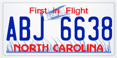 NC license plate ABJ6638