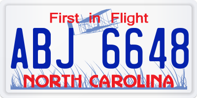NC license plate ABJ6648