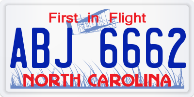 NC license plate ABJ6662