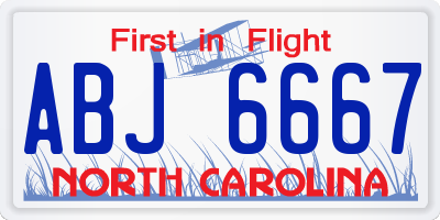 NC license plate ABJ6667