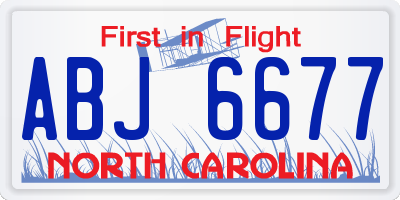 NC license plate ABJ6677