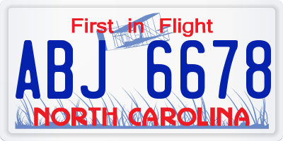 NC license plate ABJ6678