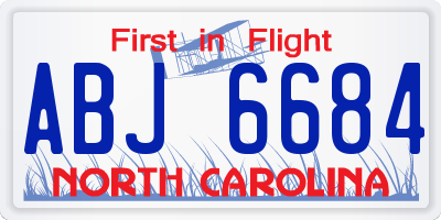 NC license plate ABJ6684