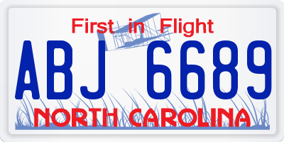 NC license plate ABJ6689