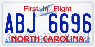 NC license plate ABJ6696