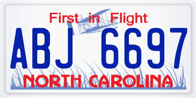 NC license plate ABJ6697