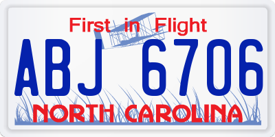 NC license plate ABJ6706