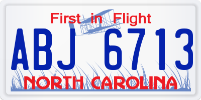 NC license plate ABJ6713