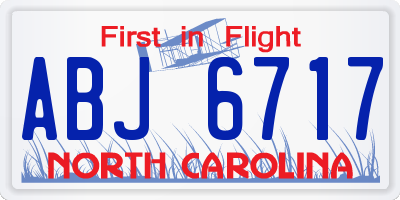 NC license plate ABJ6717