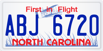 NC license plate ABJ6720