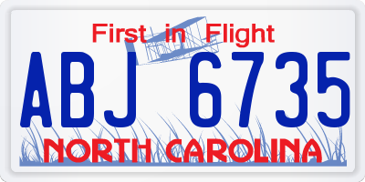 NC license plate ABJ6735