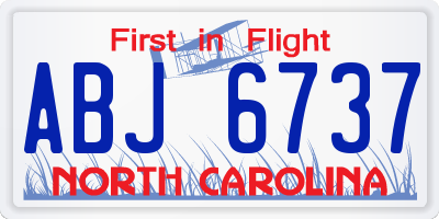 NC license plate ABJ6737