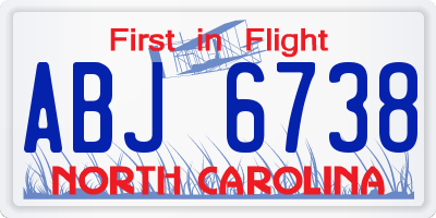 NC license plate ABJ6738