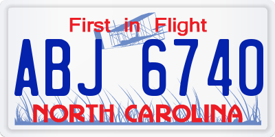 NC license plate ABJ6740