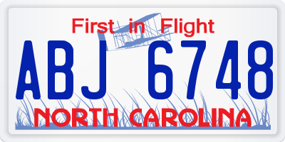NC license plate ABJ6748