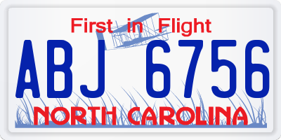 NC license plate ABJ6756