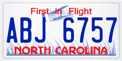 NC license plate ABJ6757