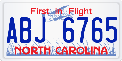 NC license plate ABJ6765