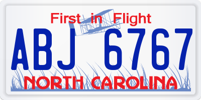 NC license plate ABJ6767