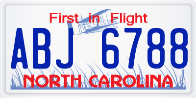 NC license plate ABJ6788