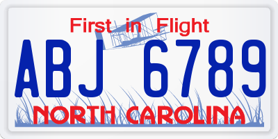 NC license plate ABJ6789