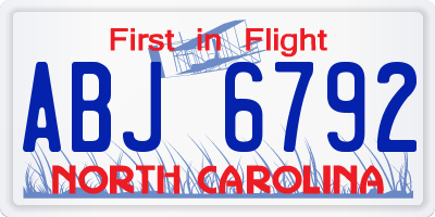 NC license plate ABJ6792