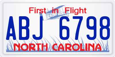 NC license plate ABJ6798