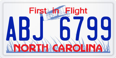 NC license plate ABJ6799