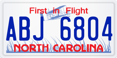 NC license plate ABJ6804