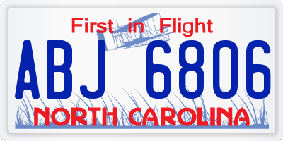 NC license plate ABJ6806