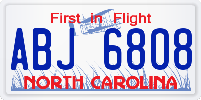 NC license plate ABJ6808