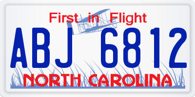 NC license plate ABJ6812